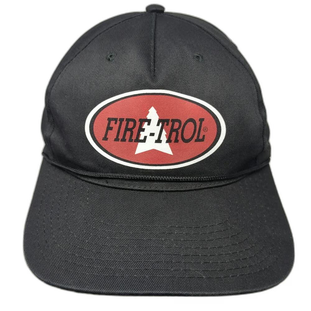 Black 5 Panel Hat One Size Fire-Trol Fire Retardant Patch Rope Snapback Cap